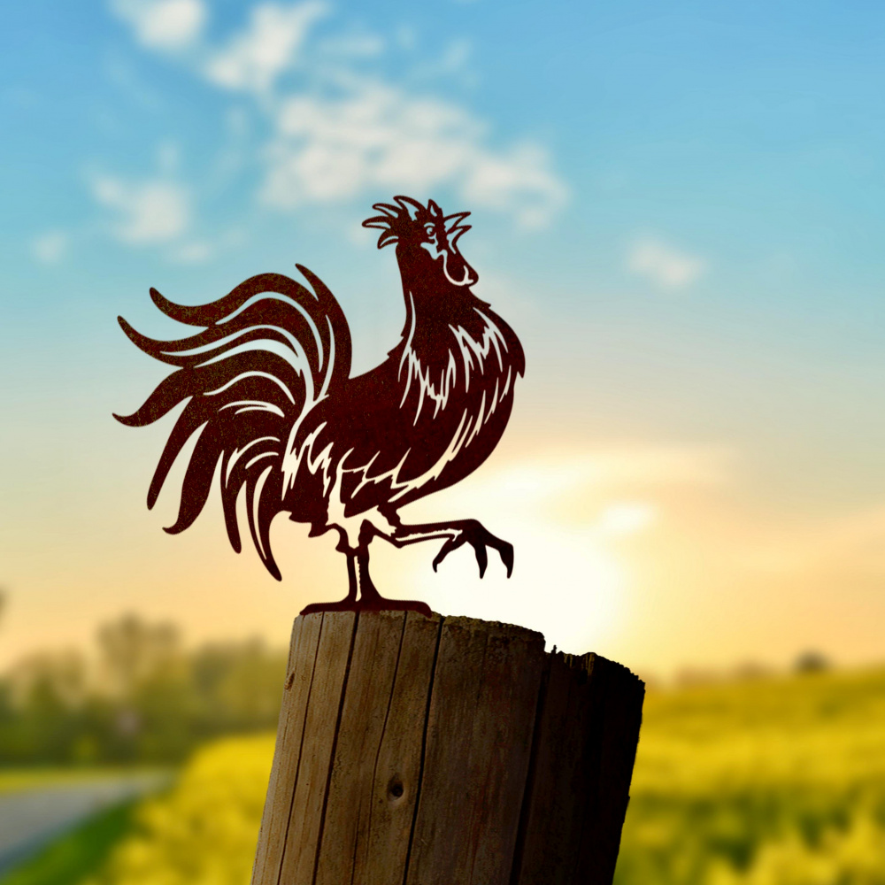 Metalbird fågel i cortenstål - tupp - Bild 2