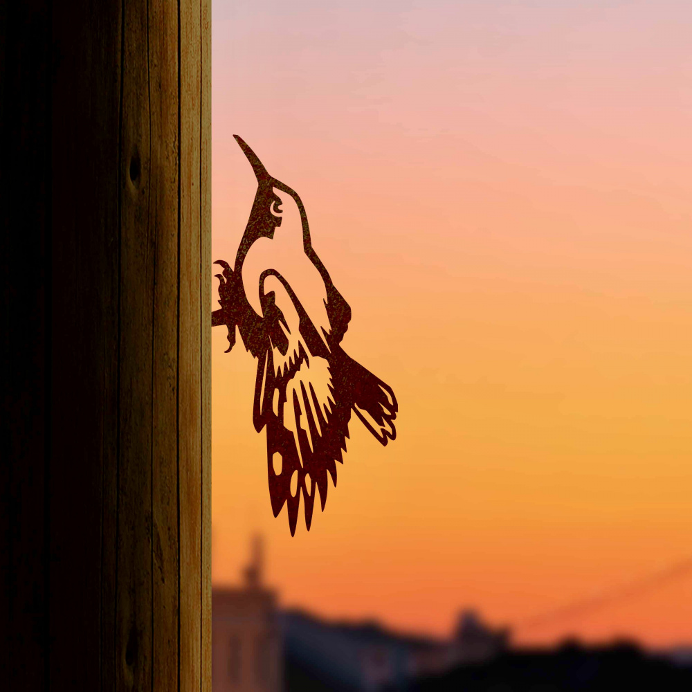 Metalbird fågel i cortenstål - vägglöpare - Bild 2