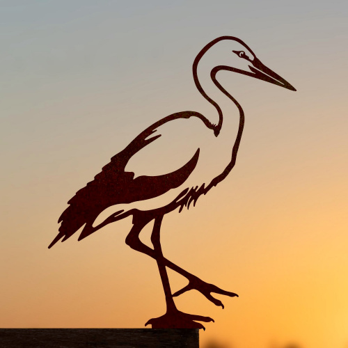 Metalbird Vogel aus Cortenstahl - Weißstorch