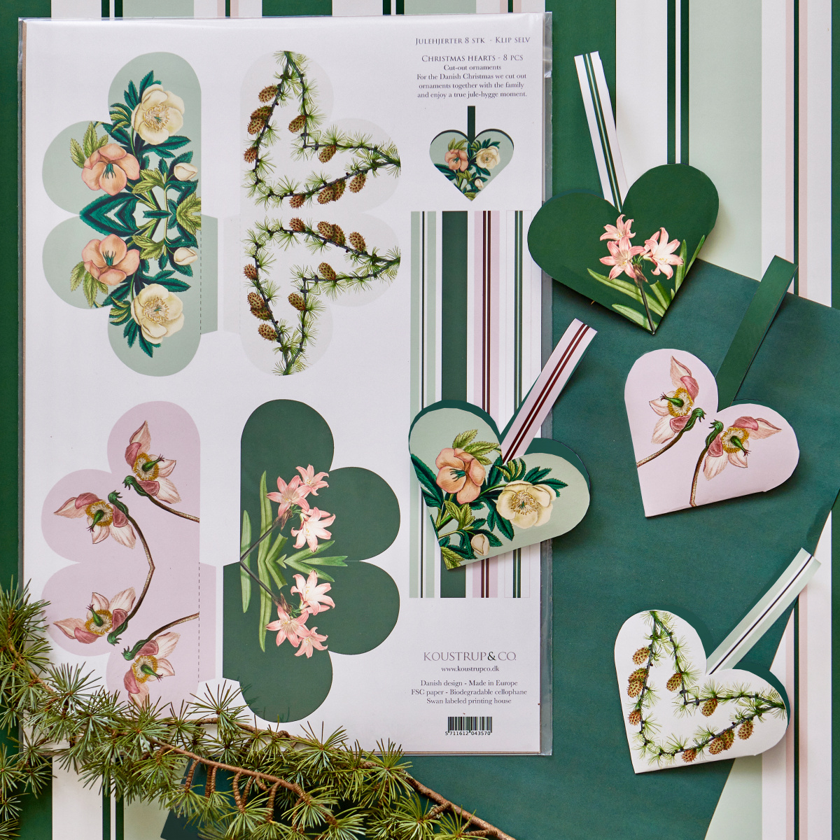 Koustrup & Co. Weihnachtsherzen zum Selbstausschneiden - rosa