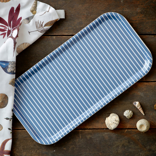 Koustrup & Co. Tablett, 43x22 - blaue Streifen