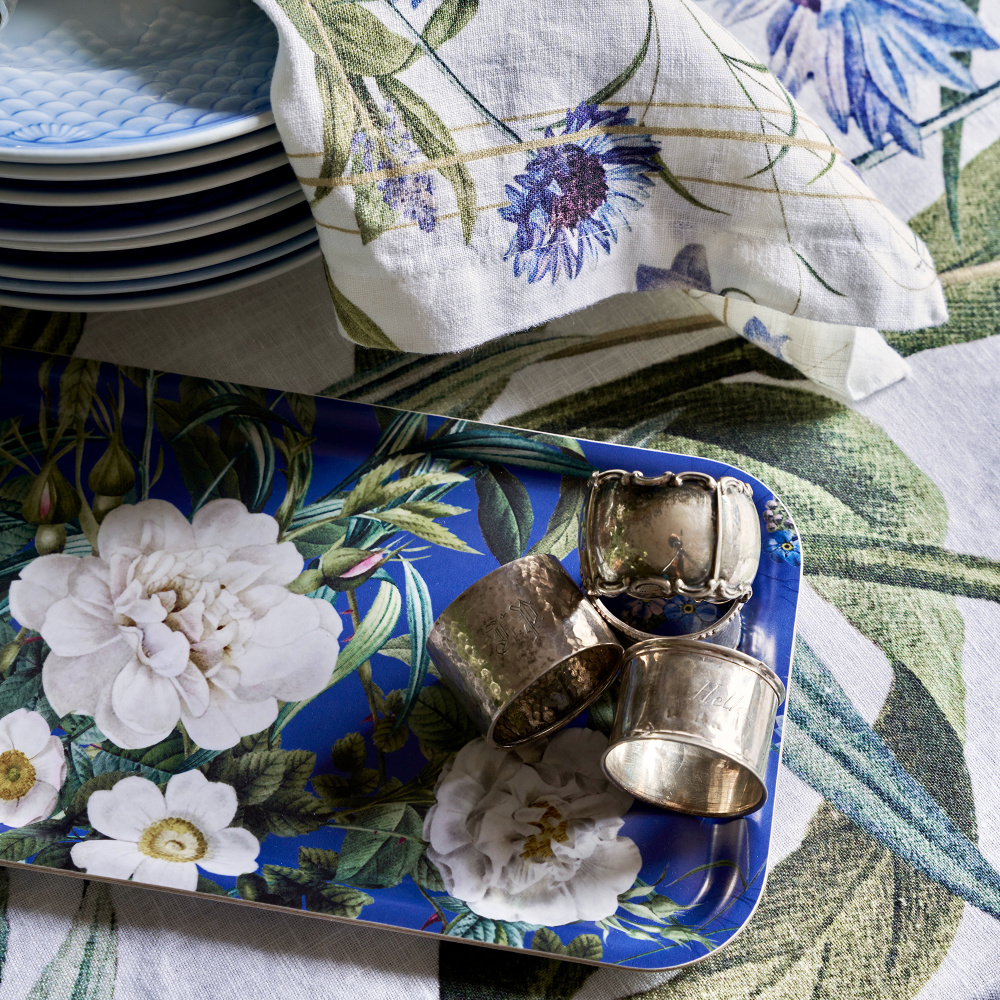 Jim Lyngvild Tray, 32x15 - Blue Flower Garden - Image 3