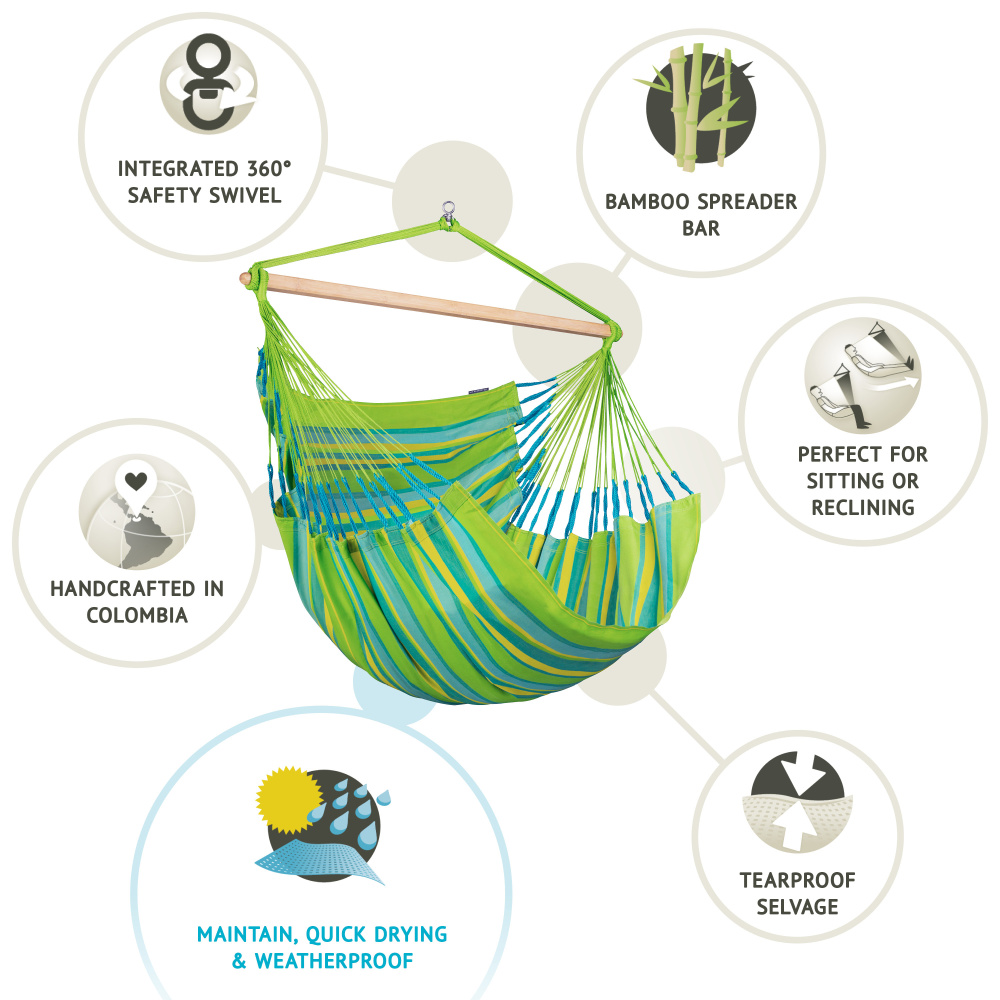 La Siesta Hanging Chair, Kingsize - Lime - Image 3