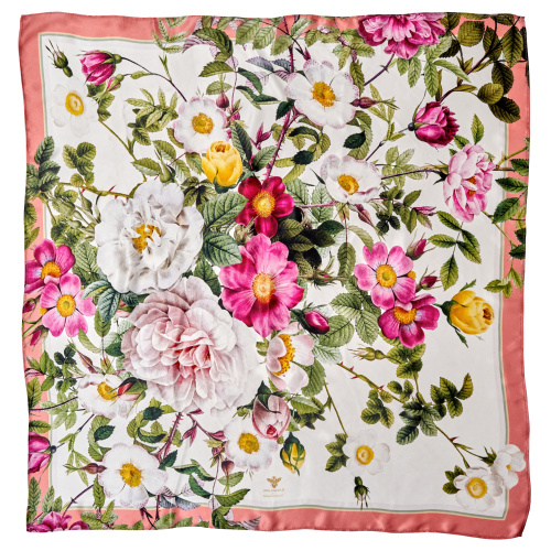 Jim Lyngvild sidenscarf, 90x90 - Rose Flower
