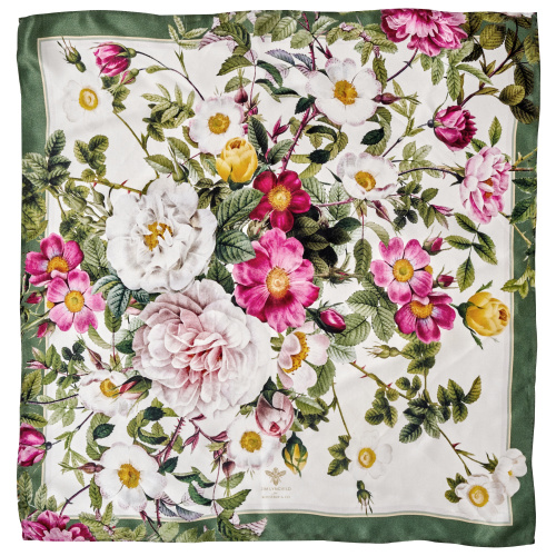 Foulard en soie Jim Lyngvild, 50 x 50 - Rose Flower