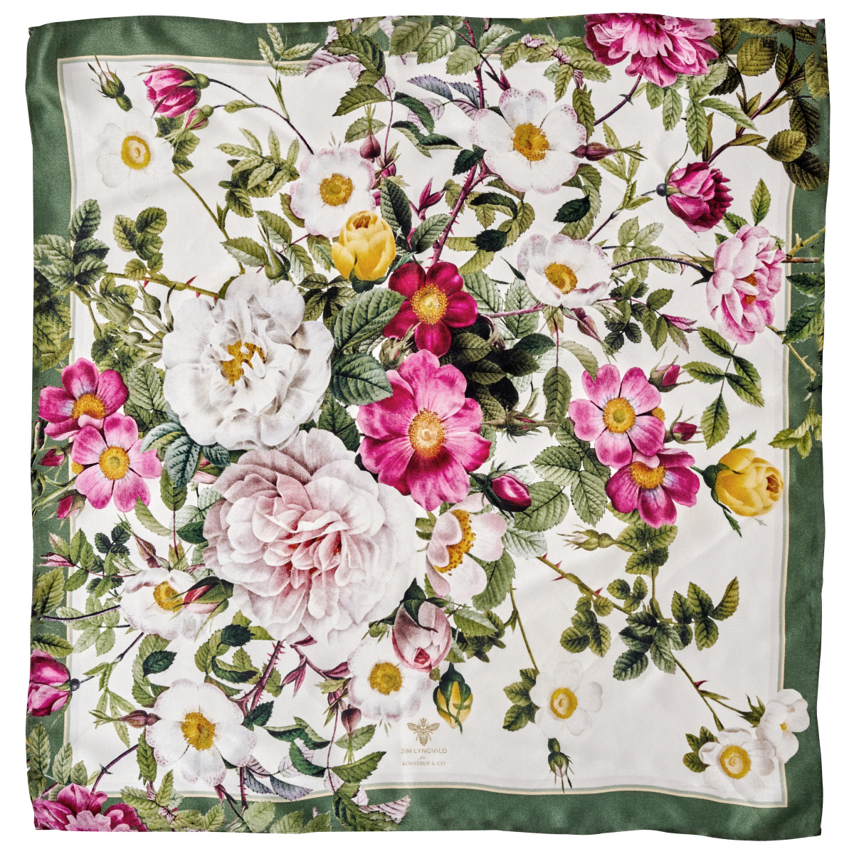 Jim Lyngvild sidensjal, 50x50 - Rose Flower