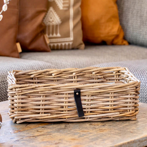 A2 Living Rattan-Tablett, quadratisch – 38 x 27