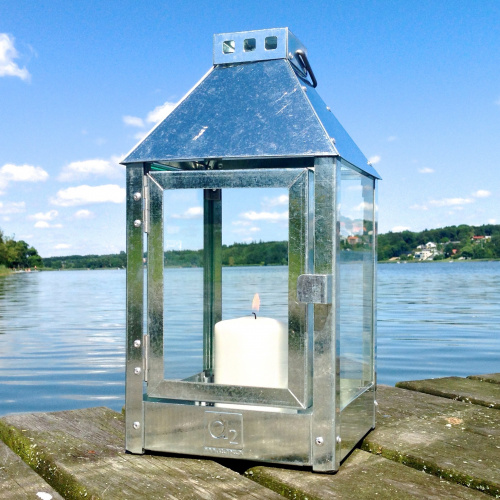 A2 Living lantaarn van staal, gegalvaniseerd - 33 cm