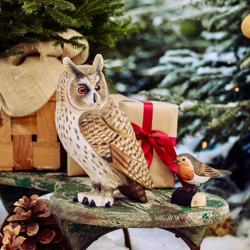 Oiseau en bois Wildlife Garden - hibou moyen-duc - Image 3