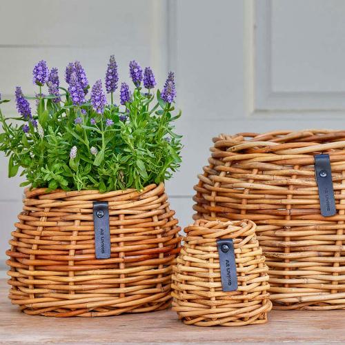 A2 Living Rattan Blumentöpfe, 3 Stück - konisch