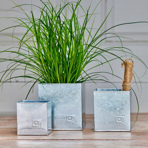 A2 Living pots à herbes, 3 pièces - galvanisés
