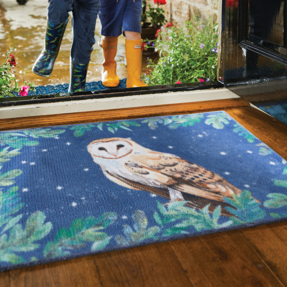 Hug Rug øko dørmåtte, 65x85 - Ugle - Billede 2