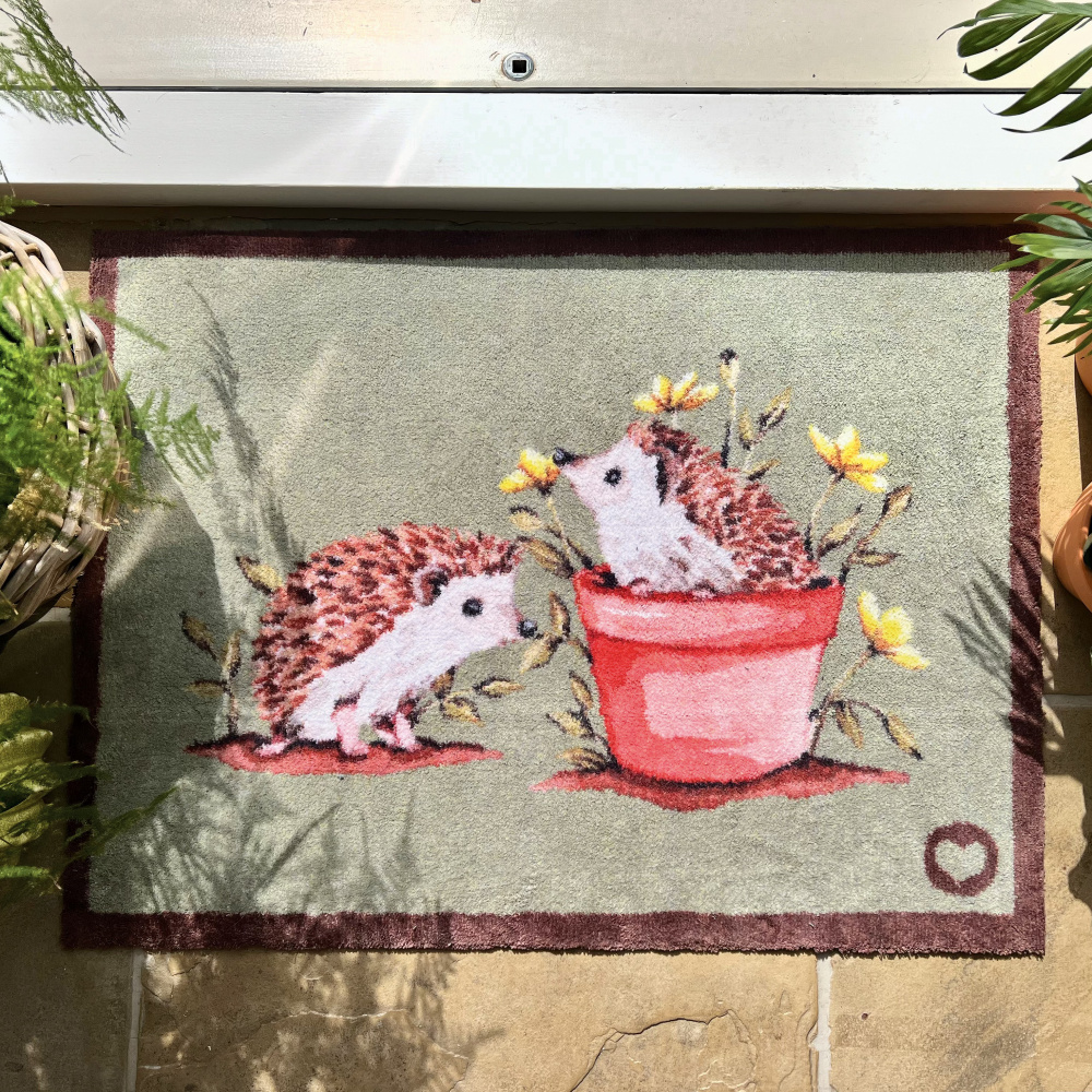 Hug Rug Eco Doormat, 65x85 - Hedgehog Friends - Image 2