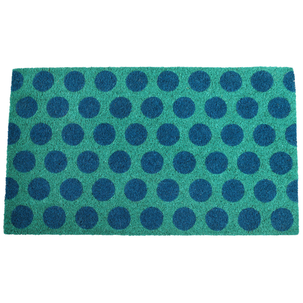 Rex London coir doormat - Dots, blue/turquoise