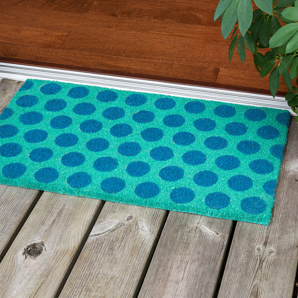 Paillasson en fibre de coco Rex London - Pois, bleu/turquoise - Image 2