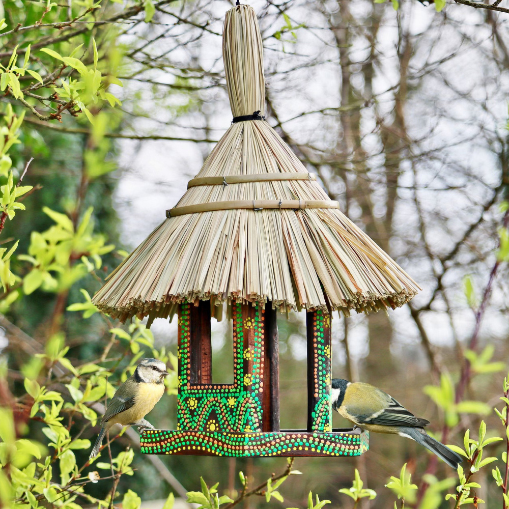 Wildlife World hantverk foderbräda m. stråtak - grön