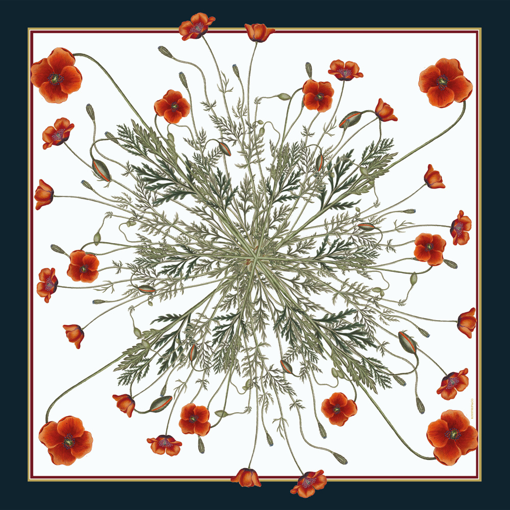 Koustrup & Co. foulard en soie, 90x90 - Coquelicot - Image 2