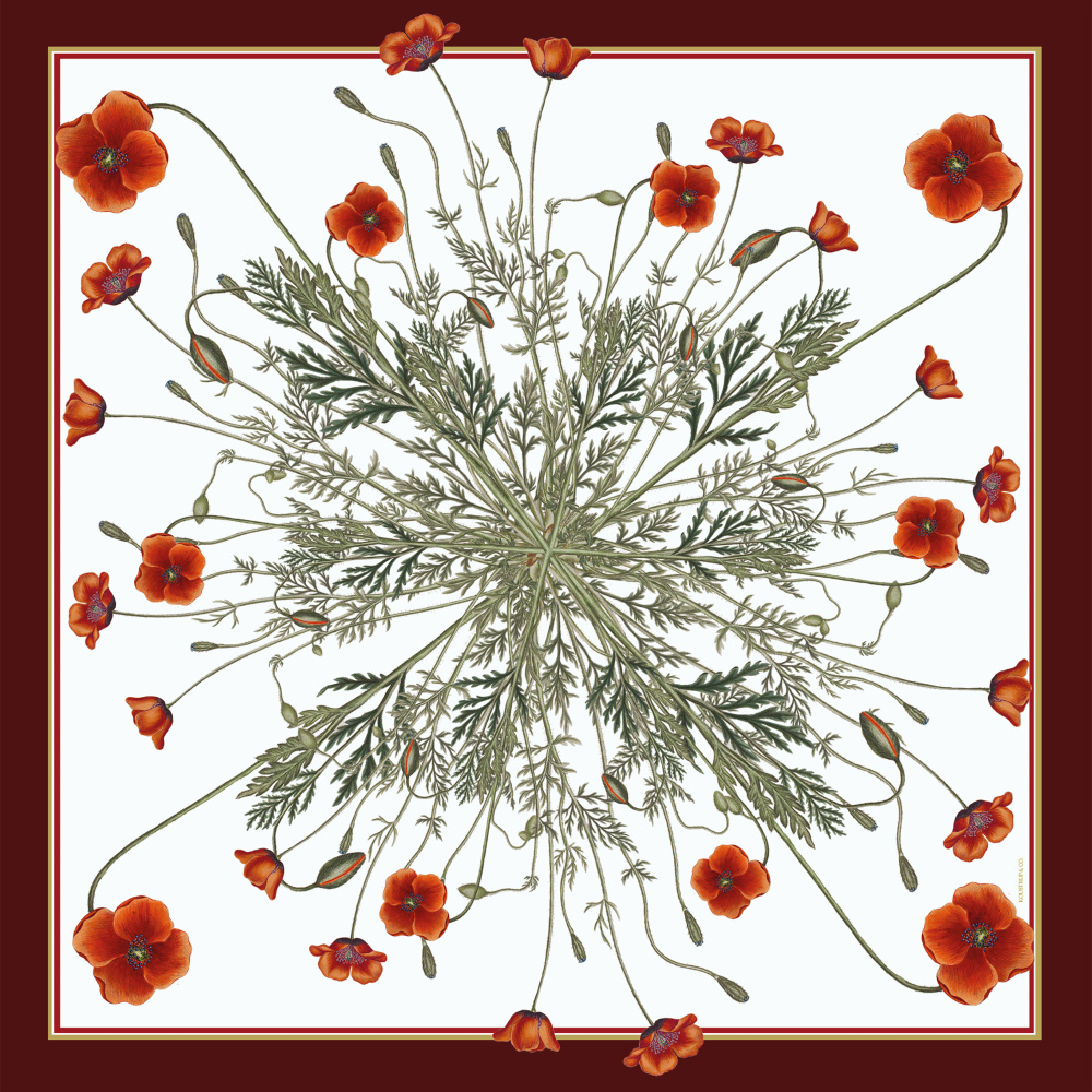 Foulard en soie Koustrup & Co., 50x50 - Coquelicot - Image 2