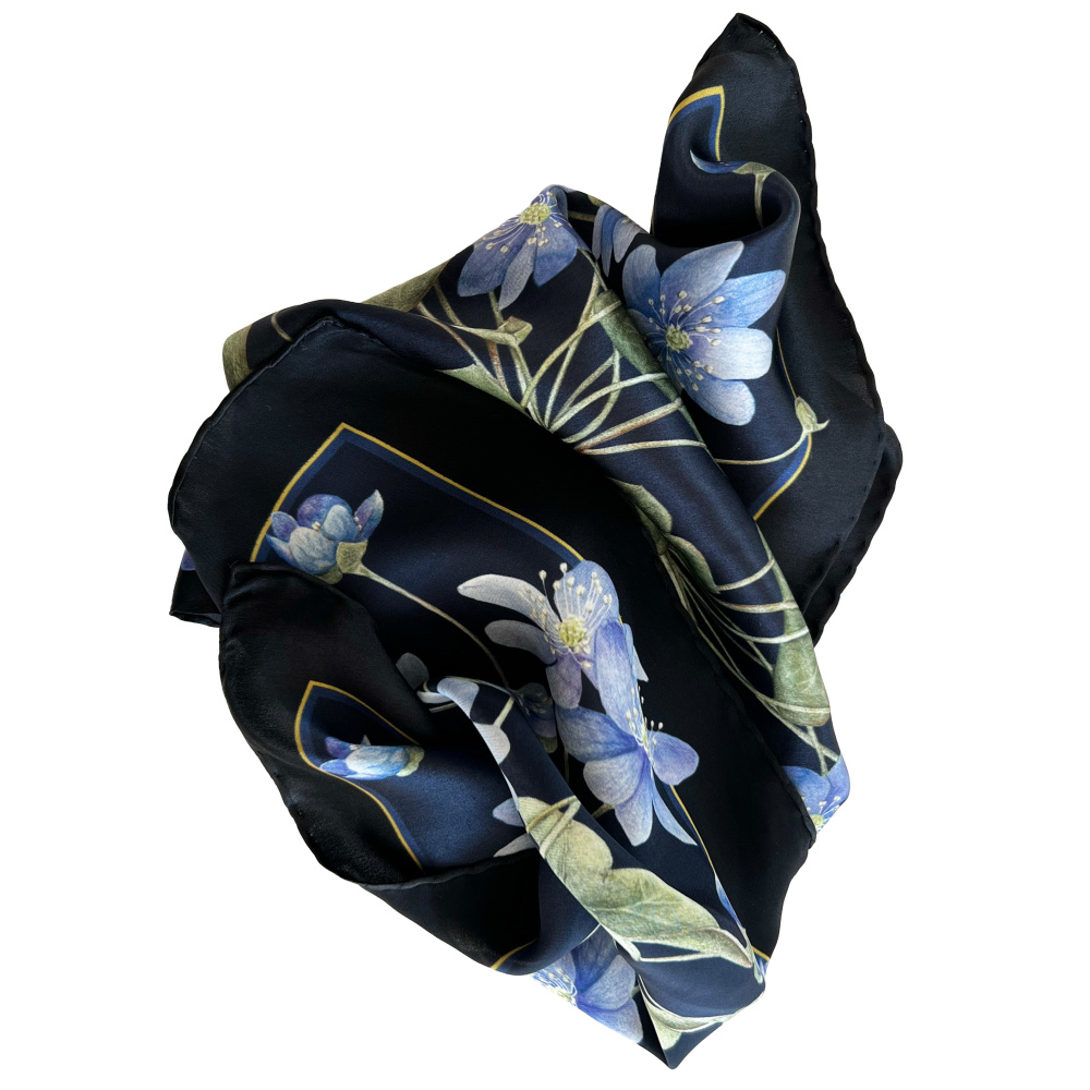 Koustrup & Co. zijden sjaal, 50x50 - Blauwe anemoon - Afbeelding 5