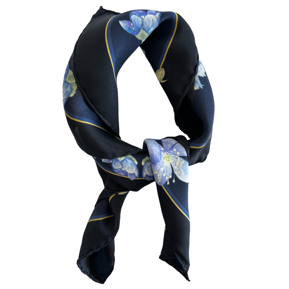 Koustrup & Co. zijden sjaal, 50x50 - Blauwe anemoon - Afbeelding 4