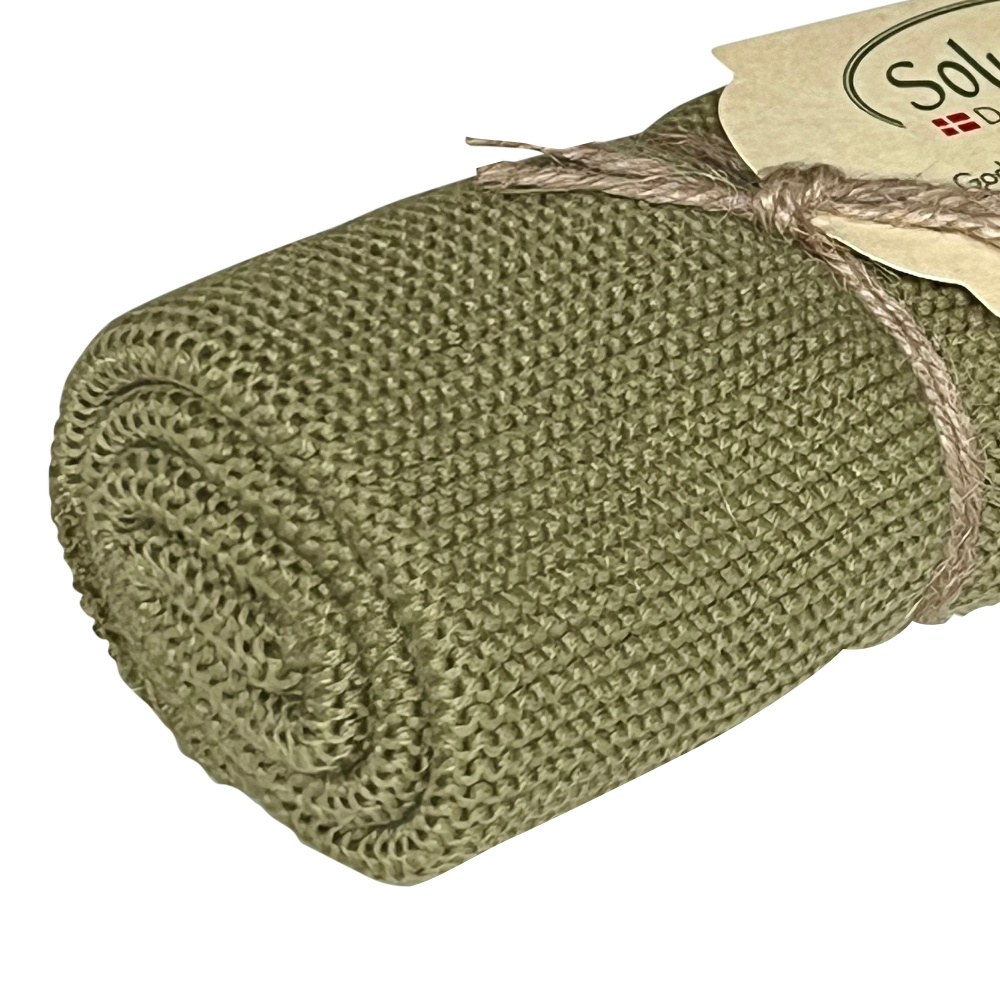 Serviette tricotée Solwang – Olive foncé - Image 2