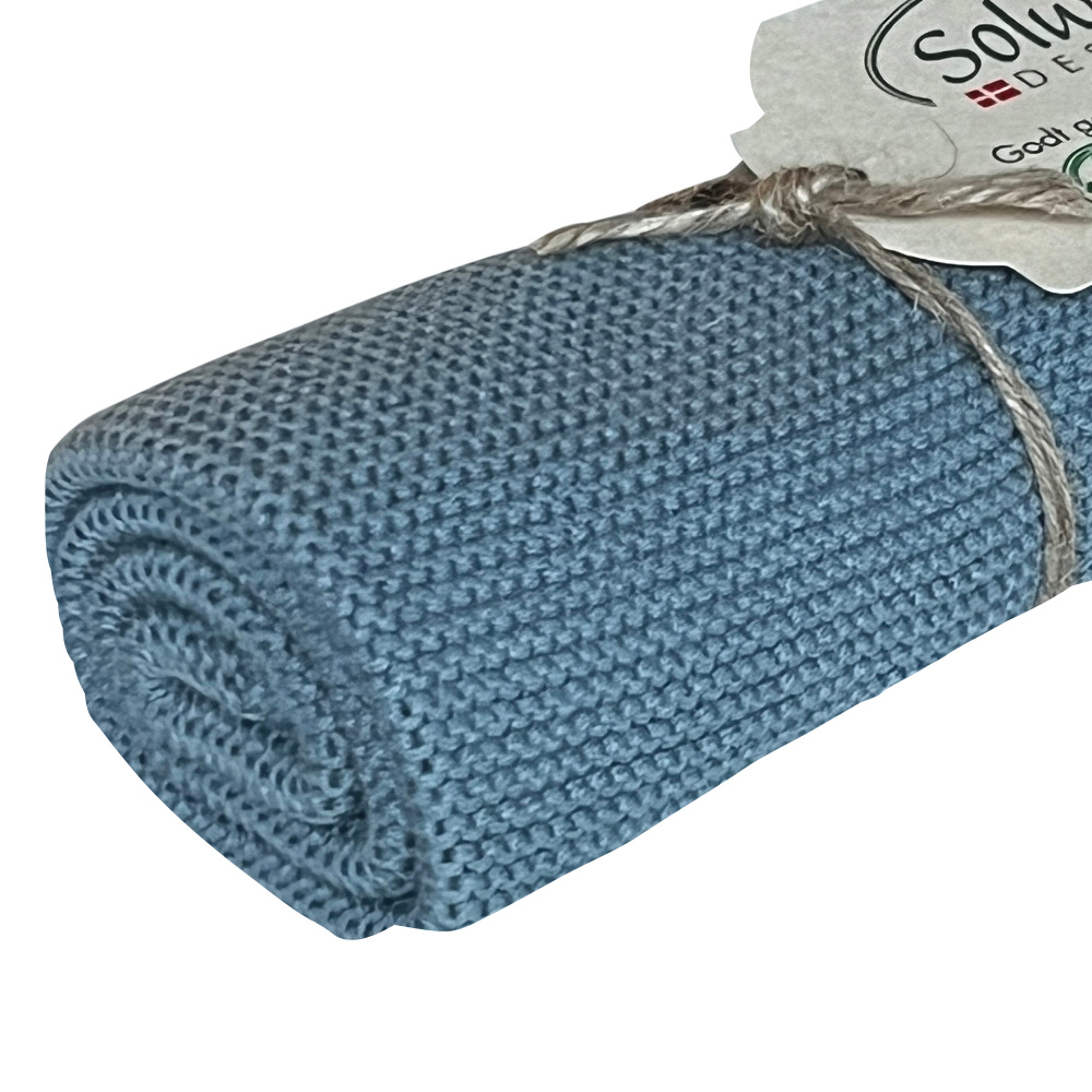 Solwang gebreide handdoek – Boerenblauw - Afbeelding 2
