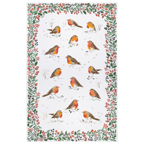 Ulster Weavers Geschirrtuch - Rotkehlchen und Beeren