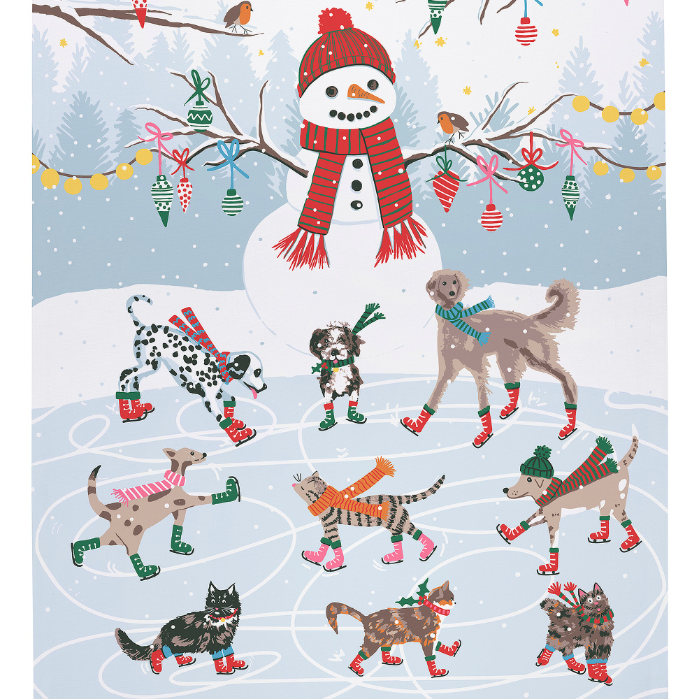 Ulster Weavers tea towel - Skating pets - Image 2