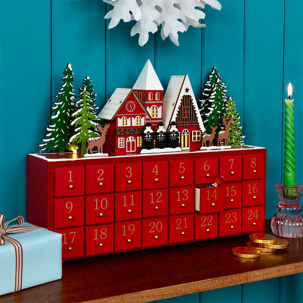 Rex London julekalender m. LED - vinterby - Billede 3