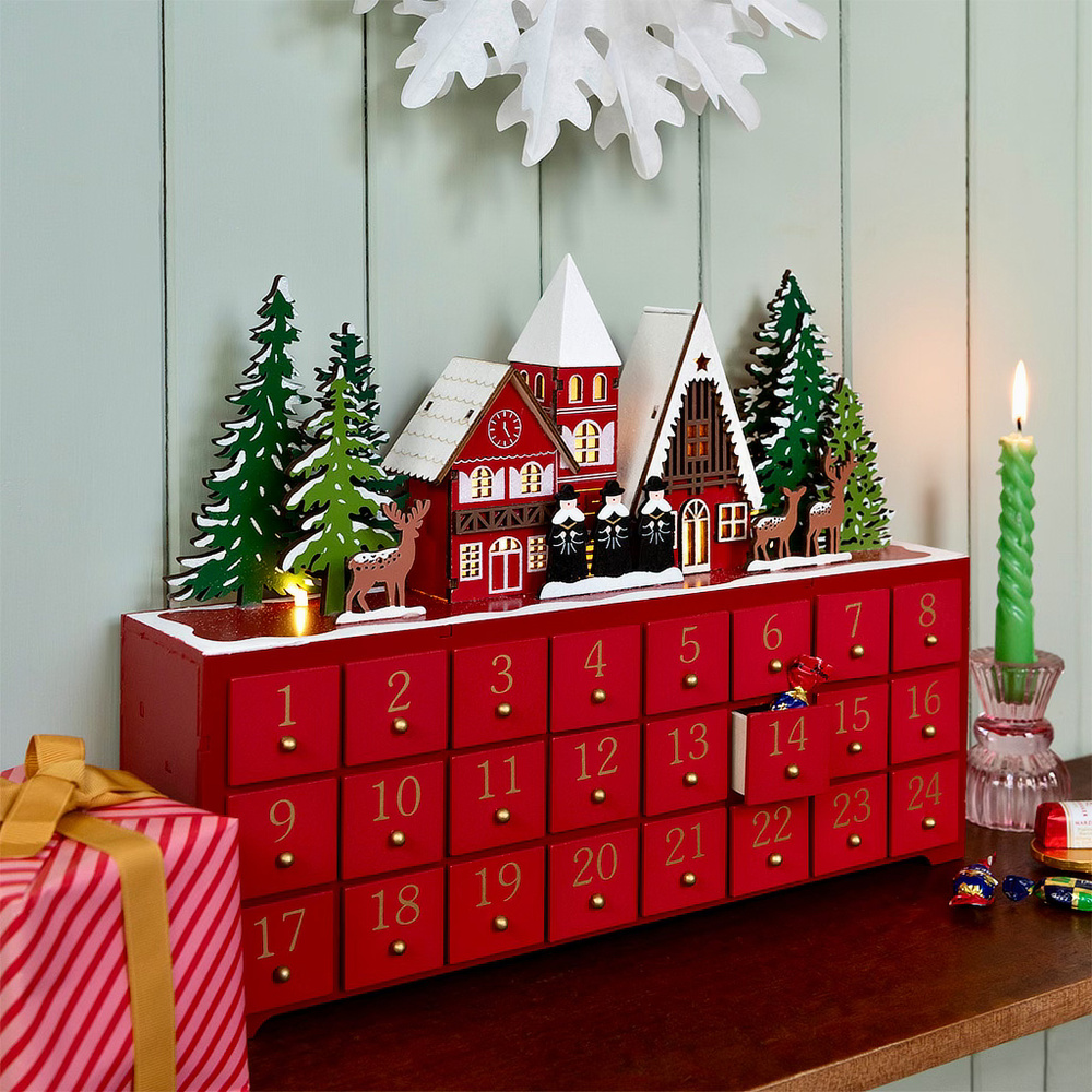 Rex London julekalender m. LED - vinterby - Billede 4