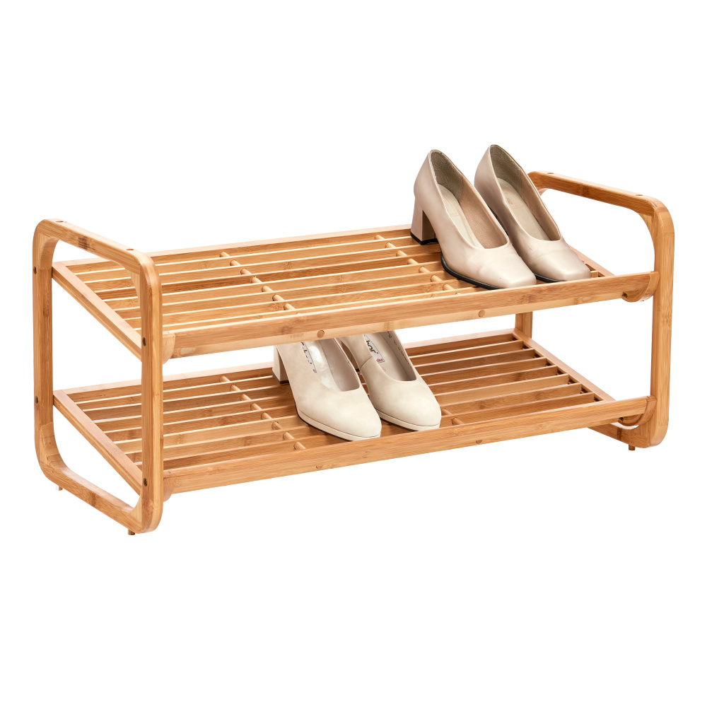 Zeller porte-chaussures en bambou - 2 étagères - Image 2