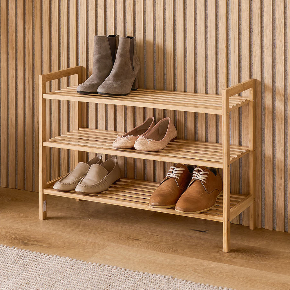 Zeller porte-chaussures en bambou - 3 étagères - Image 4