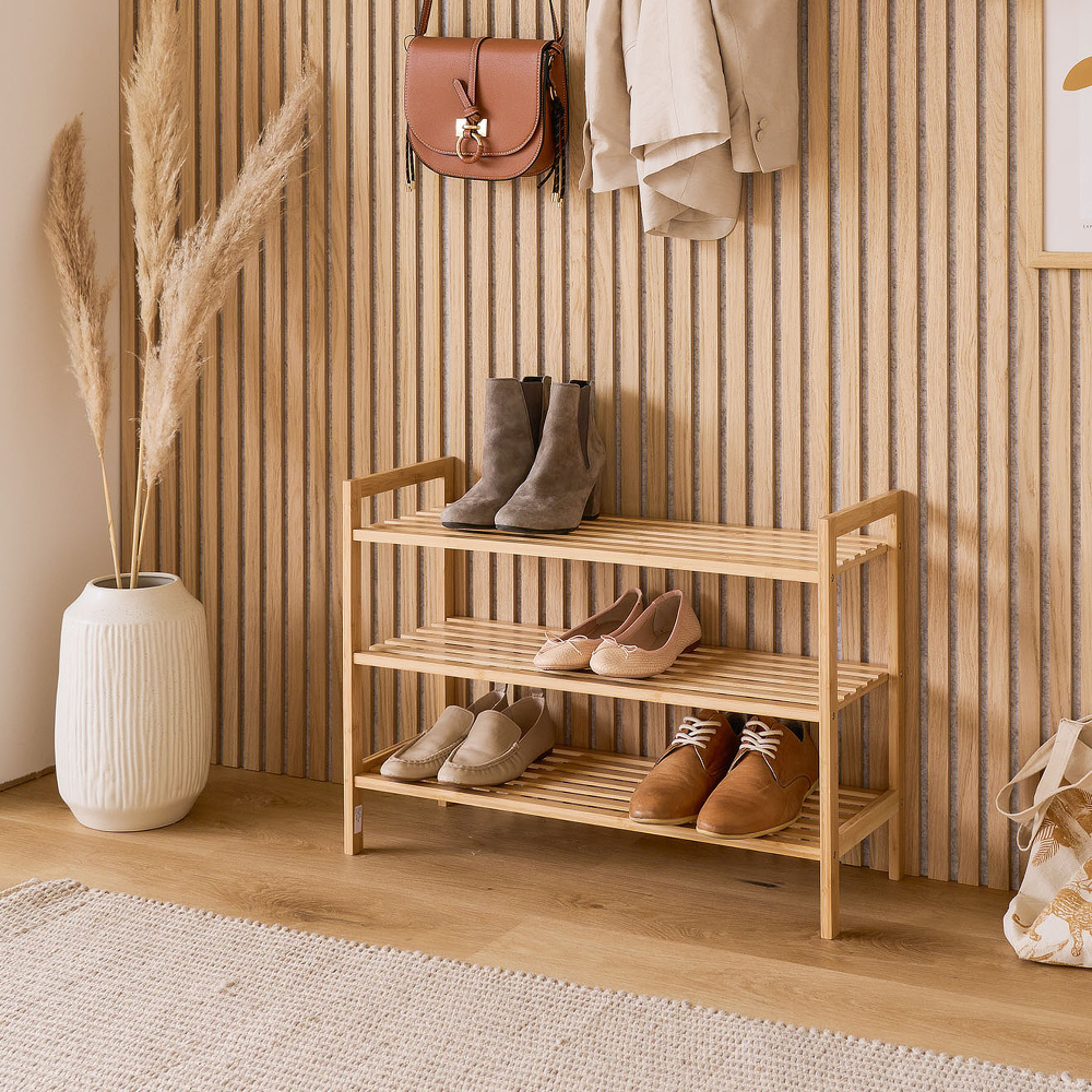 Zeller porte-chaussures en bambou - 3 étagères - Image 2