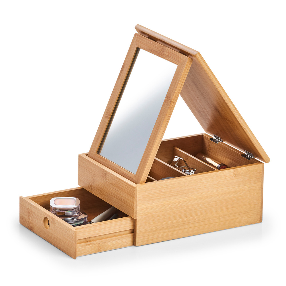 Zeller bamboo jewellery box with mirror - Image 2
