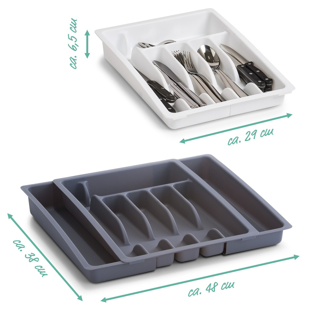 Zeller bestikbakke i plast - 29-48 cm, hvid - Billede 5