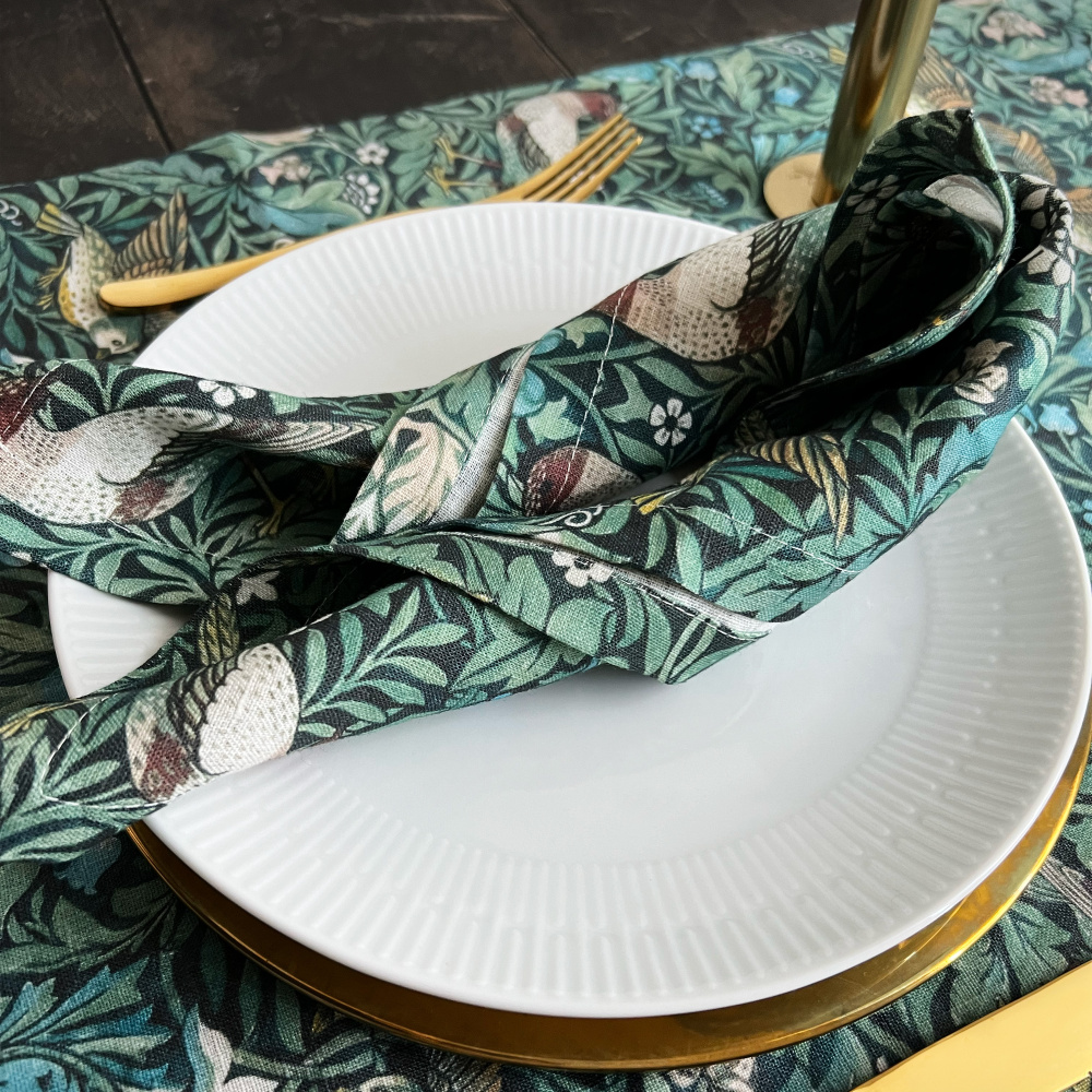 William Morris stoffen servet - Bird - Afbeelding 3