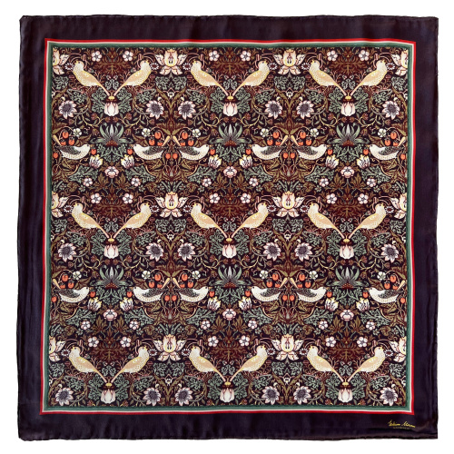 William Morris Seidentuch, 50x50 - Strawberry Thief