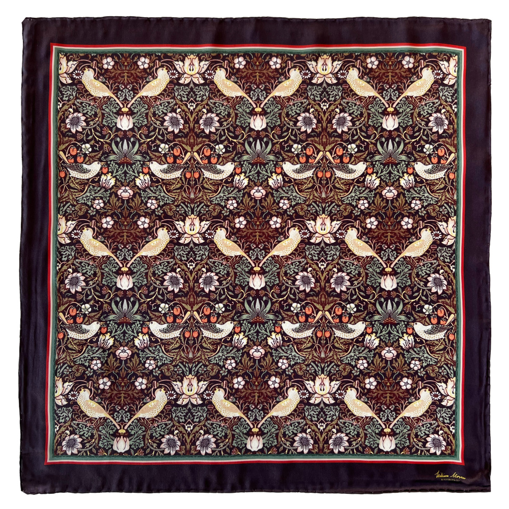 William Morris sidenscarf, 50x50 - Strawberry Thief
