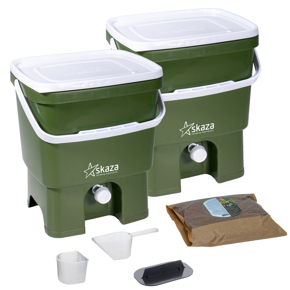 Bokashi Organko 1 Compost Bin Set - Olive/White - Image 3