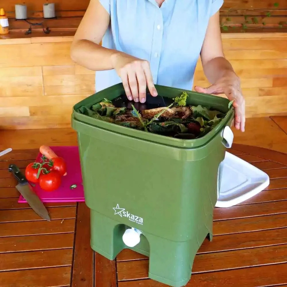 Bokashi Organko 1 Compost Bin Set - Olive/White - Image 2