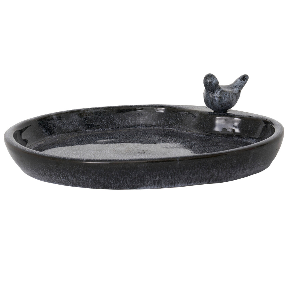 Lauvring bain d'oiseaux en céramique - Noir, rond - Image 3