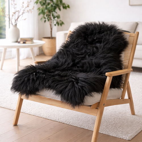 SoftSheep isländisches Lammfell - Schwarz, langhaarig