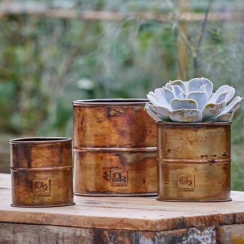 A2 Living pots de fleurs, 3 pièces - aspect laiton