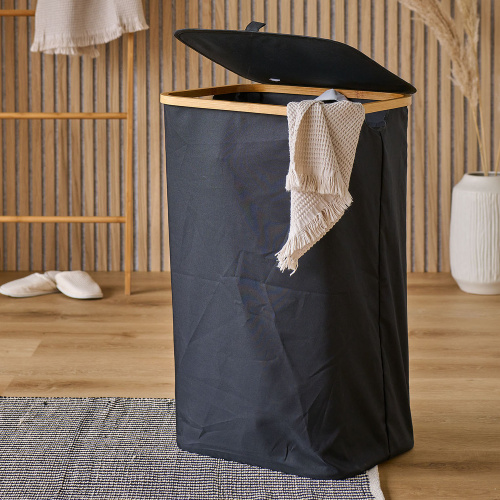 Zeller panier à linge avec sac de transport - Noir