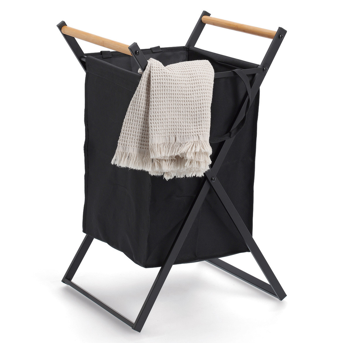 Zeller metal laundry basket - Black | Hokus Krokus