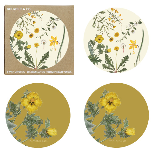 Flora Danica Glasuntersetzer - Gelbe Blumen
