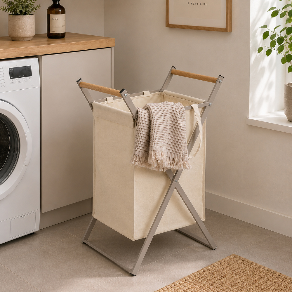 Zeller panier à linge en métal - Gris beige - Image 2