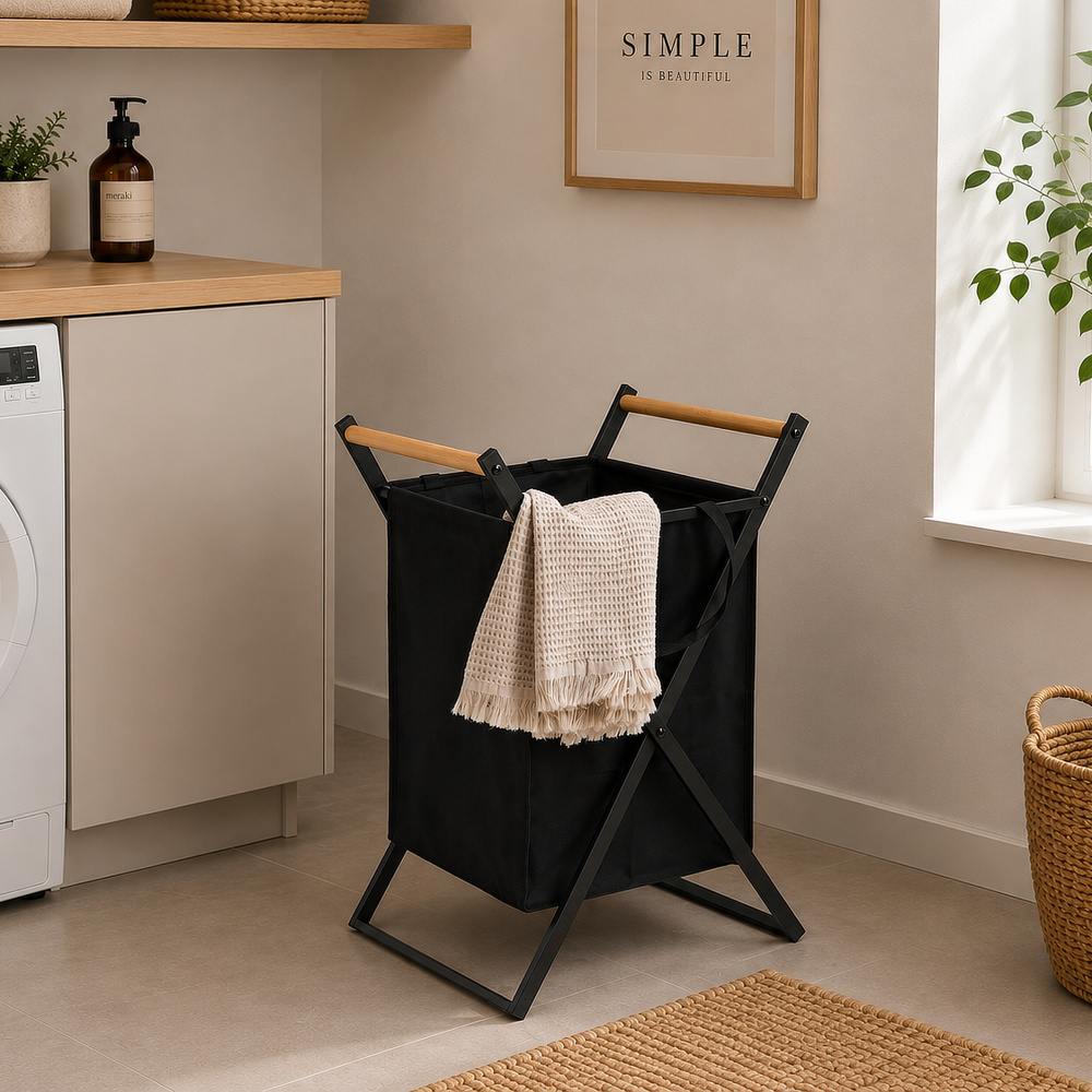 Zeller metal laundry basket - Black - Image 2