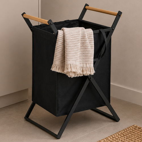 Zeller panier à linge en métal - Noir