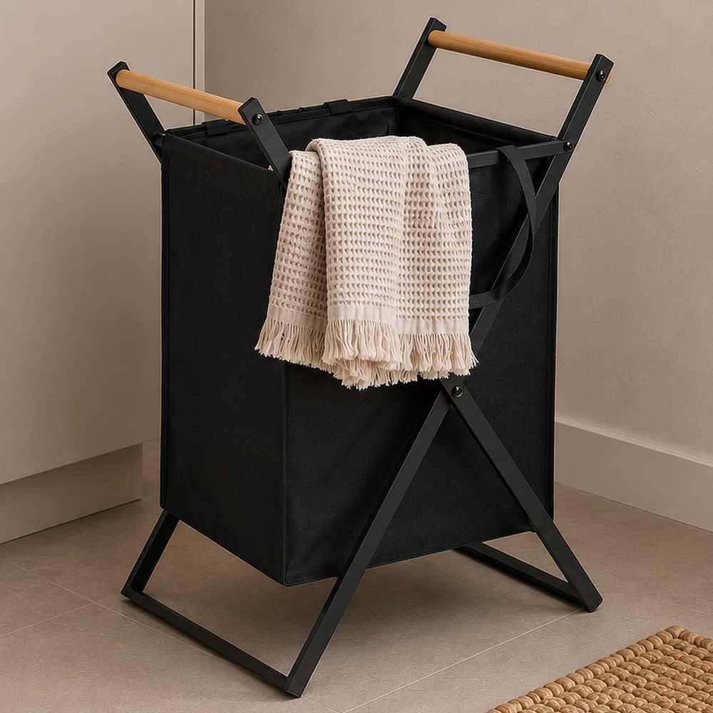 Zeller panier à linge en métal - Noir